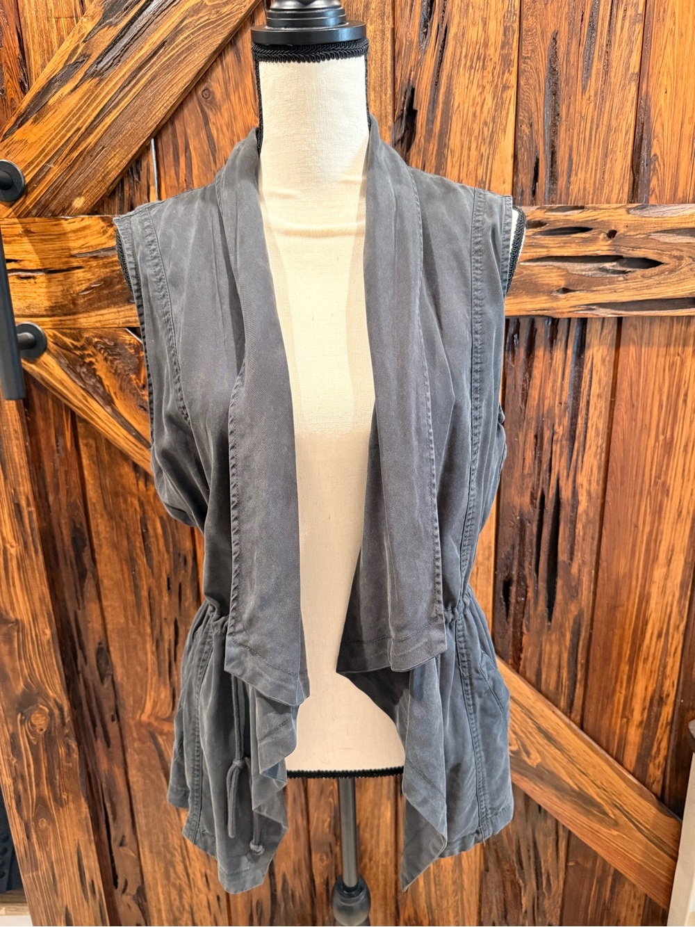 Trixxi Black Draped Open-Front Vest